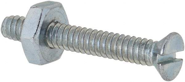 Value Collection - #6-32 UNC, 1" OAL Slotted Drive Machine Screw - Flat Head, Grade 2 Steel, Zinc-Plated Finish, Without Washer - USA Tool & Supply