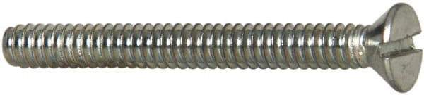 Value Collection - #6-32 UNC, 1-1/4" OAL Slotted Drive Machine Screw - Flat Head, Grade 2 Steel, Zinc-Plated Finish, Without Washer - USA Tool & Supply