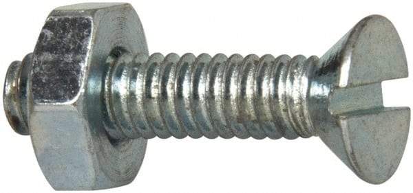 Value Collection - #8-32 UNC, 5/8" OAL Slotted Drive Machine Screw - Flat Head, Grade 2 Steel, Zinc-Plated Finish, Without Washer - USA Tool & Supply