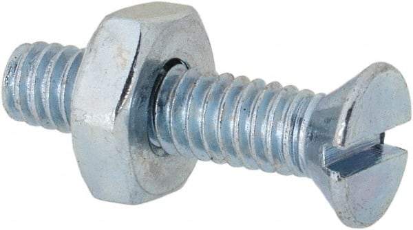 Value Collection - #8-32 UNC, 3/4" OAL Slotted Drive Machine Screw - Flat Head, Grade 2 Steel, Zinc-Plated Finish, Without Washer - USA Tool & Supply