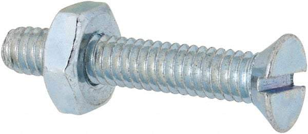 Value Collection - #8-32 UNC, 1" OAL Slotted Drive Machine Screw - Flat Head, Grade 2 Steel, Zinc-Plated Finish, Without Washer - USA Tool & Supply