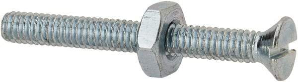 Value Collection - #8-32 UNC, 1-1/2" OAL Slotted Drive Machine Screw - Flat Head, Grade 2 Steel, Zinc-Plated Finish, Without Washer - USA Tool & Supply
