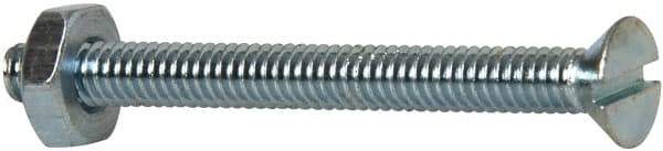 Value Collection - #8-32 UNC, 1-3/4" OAL Slotted Drive Machine Screw - Flat Head, Grade 2 Steel, Zinc-Plated Finish, Without Washer - USA Tool & Supply