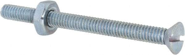 Value Collection - #8-32 UNC, 2" OAL Slotted Drive Machine Screw - Flat Head, Grade 2 Steel, Zinc-Plated Finish, Without Washer - USA Tool & Supply