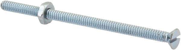 Value Collection - #10-24 UNC, 3-1/2" OAL Slotted Drive Machine Screw - Flat Head, Grade 2 Steel, Zinc-Plated Finish, Without Washer - USA Tool & Supply