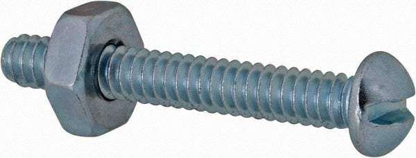 Value Collection - #6-32 UNC, 1" Length Under Head Slotted Drive Machine Screw - Round Head, Grade 2 Steel, Zinc-Plated Finish, Without Washer - USA Tool & Supply