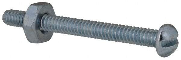 Value Collection - #6-32 UNC, 1-1/2" Length Under Head Slotted Drive Machine Screw - Round Head, Grade 2 Steel, Zinc-Plated Finish, Without Washer - USA Tool & Supply