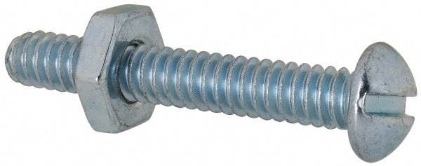Value Collection - #10-24 UNC, 1-1/4" Length Under Head Slotted Drive Machine Screw - Round Head, Grade 2 Steel, Zinc-Plated Finish, Without Washer - USA Tool & Supply