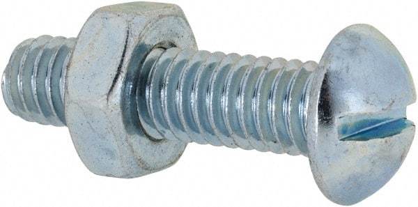 Value Collection - 5/16-18 UNC, 1-1/4" Length Under Head Slotted Drive Machine Screw - Round Head, Grade 2 Steel, Zinc-Plated Finish, Without Washer - USA Tool & Supply