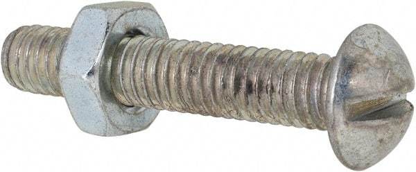 Value Collection - 5/16-18 UNC, 1-3/4" Length Under Head Slotted Drive Machine Screw - Round Head, Grade 2 Steel, Zinc-Plated Finish, Without Washer - USA Tool & Supply