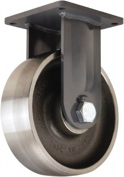Hamilton - 12" Diam x 4" Wide x 15-1/2" OAH Top Plate Mount Rigid Caster - Forged Steel, 20,000 Lb Capacity, Tapered Roller Bearing, 8-1/2 x 8-1/2" Plate - USA Tool & Supply