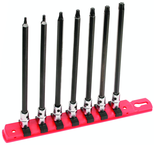 7 Piece - T10; T15; T20; T25; T27; T30; T40 - 6" OAL - 1/4" Drive Torx Bit Socket Set - USA Tool & Supply