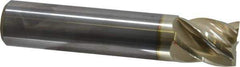 Accupro - 1", 1-1/4" LOC, 1" Shank Diam, 5" OAL, 5 Flute, Solid Carbide Square End Mill - Single End, ZrN Finish, Spiral Flute, 37° Helix, Centercutting, Right Hand Cut, Right Hand Flute - USA Tool & Supply