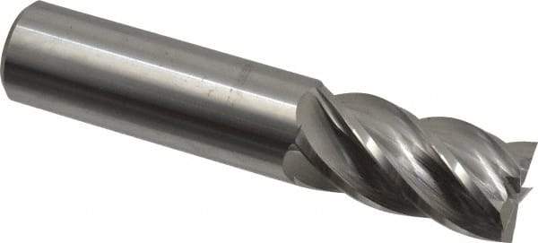 Accupro - 1", 2" LOC, 1" Shank Diam, 5" OAL, 5 Flute, Solid Carbide Square End Mill - Single End, ZrN Finish, Spiral Flute, 37° Helix, Centercutting, Right Hand Cut, Right Hand Flute - USA Tool & Supply