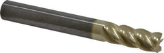 Accupro - 5/16", 13/16" LOC, 5/16" Shank Diam, 2-1/2" OAL, 5 Flute, Solid Carbide Square End Mill - Single End, ZrN Finish, Spiral Flute, 37° Helix, Centercutting, Right Hand Cut, Right Hand Flute - USA Tool & Supply