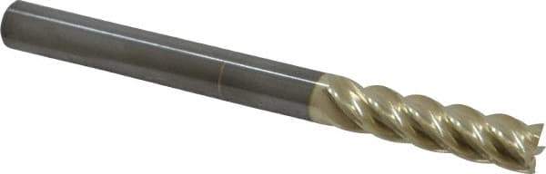 Accupro - 5/16", 1-1/4" LOC, 5/16" Shank Diam, 3-1/2" OAL, 5 Flute, Solid Carbide Square End Mill - Single End, ZrN Finish, Spiral Flute, 37° Helix, Centercutting, Right Hand Cut, Right Hand Flute - USA Tool & Supply