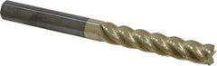 Accupro - 3/8", 2" LOC, 3/8" Shank Diam, 4" OAL, 5 Flute, Solid Carbide Square End Mill - Single End, ZrN Finish, Spiral Flute, 37° Helix, Centercutting, Right Hand Cut, Right Hand Flute - USA Tool & Supply