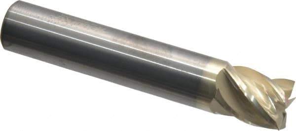 Accupro - 5/8", 3/4" LOC, 5/8" Shank Diam, 3-1/2" OAL, 5 Flute, Solid Carbide Square End Mill - Single End, ZrN Finish, Spiral Flute, 37° Helix, Centercutting, Right Hand Cut, Right Hand Flute - USA Tool & Supply