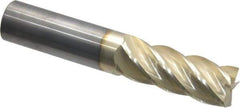 Accupro - 5/8", 1-5/8" LOC, 5/8" Shank Diam, 3-1/2" OAL, 5 Flute, Solid Carbide Square End Mill - Single End, ZrN Finish, Spiral Flute, 37° Helix, Centercutting, Right Hand Cut, Right Hand Flute - USA Tool & Supply