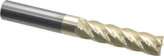 Accupro - 5/8", 2-1/2" LOC, 5/8" Shank Diam, 5" OAL, 5 Flute, Solid Carbide Square End Mill - Single End, ZrN Finish, Spiral Flute, 37° Helix, Centercutting, Right Hand Cut, Right Hand Flute - USA Tool & Supply