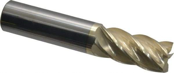 Accupro - 3/4", 1-5/8" LOC, 3/4" Shank Diam, 4" OAL, 5 Flute, Solid Carbide Square End Mill - Single End, ZrN Finish, Spiral Flute, 37° Helix, Centercutting, Right Hand Cut, Right Hand Flute - USA Tool & Supply
