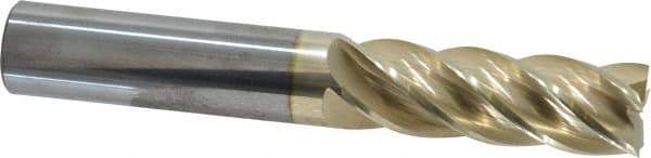 Accupro - 3/4", 2-1/4" LOC, 3/4" Shank Diam, 5" OAL, 5 Flute, Solid Carbide Square End Mill - Single End, ZrN Finish, Spiral Flute, 37° Helix, Centercutting, Right Hand Cut, Right Hand Flute - USA Tool & Supply