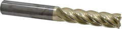 Accupro - 3/4", 3" LOC, 3/4" Shank Diam, 6" OAL, 5 Flute, Solid Carbide Square End Mill - Single End, ZrN Finish, Spiral Flute, 37° Helix, Centercutting, Right Hand Cut, Right Hand Flute - USA Tool & Supply