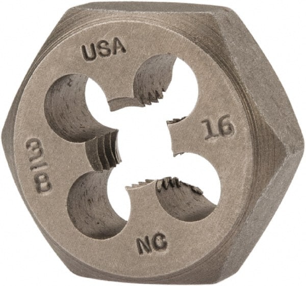 Irwin - 3/8-16 UNC Thread, 1" Hex, Right Hand Thread, Hex Rethreading Die - Exact Industrial Supply