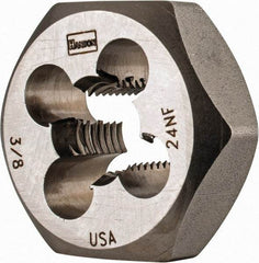 Irwin - 3/8-24 UNF Thread, 1" Hex, Right Hand Thread, Hex Rethreading Die - Carbon Steel - Exact Industrial Supply