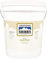 Rust-Oleum - 5 Gal White Water-Based Acrylic Enamel Primer - 180 to 545 Sq Ft Coverage, 0 gL Content, Quick Drying, Interior/Exterior - USA Tool & Supply