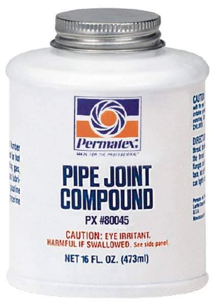 Permatex - 16 oz Brush Top Can Black Pipe Sealant - 400°F Max Working Temp, Seals & Secures Metal Fittings - USA Tool & Supply