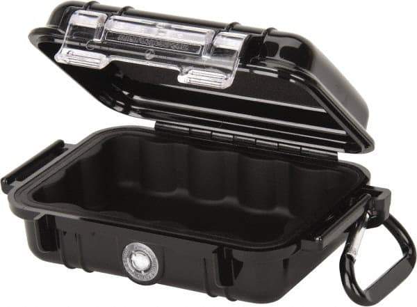 Pelican Products, Inc. - 4-1/16" Wide x 4-1/16" Deep x 2-1/8" High, Clamshell Hard Case - Black, Polycarbonate - USA Tool & Supply