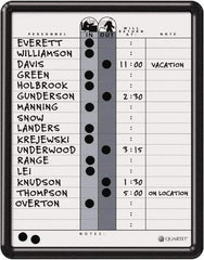 Quartet - 14" High x 11" Wide Magnetic Dry Erase In/Out - Porcelain, Includes Water-Soluble Ink Marker, Magnetic In/Out Circles, Magnetic Name Strips, Self-Stick Vinyl Letters & Wet-Erase Magnetic Remark Strips - USA Tool & Supply