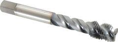 OSG - 7/16-20 UNF 3 Flute Modified Bottoming Spiral Flute Tap - Vanadium High Speed Steel, TiCN Finish, 3-5/32" OAL, Right Hand Flute, Right Hand Thread, Oversize, H7, Series 290 - USA Tool & Supply