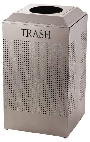 Rubbermaid - 29 Gal Silver Square Recycling Container - Steel, 32-3/8" High x 18-1/2" Long x 18-1/2" Wide - USA Tool & Supply