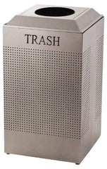 Rubbermaid - 29 Gal Silver Square Recycling Container - Steel, 32-3/8" High x 18-1/2" Long x 18-1/2" Wide - USA Tool & Supply