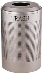 Rubbermaid - 26 Gal Silver Round Recycling Container - Steel, 30-7/8" High - USA Tool & Supply