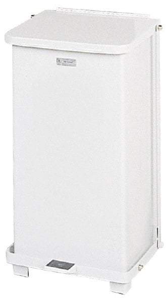 Rubbermaid - 12 Gal Square Unlabeled Trash Can - 23" High x 12" Long x 12" Wide, White, Steel - USA Tool & Supply