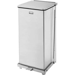 Rubbermaid - 24 Gal Square Unlabeled Trash Can - 30" High x 15" Long x 15" Wide, Stainless Steel - USA Tool & Supply