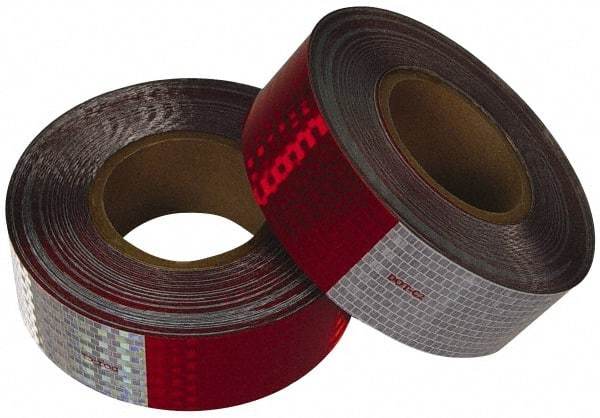 NMC - 50 Yard x 2 Inch Polyester Safety Tape - Red and White, Solid Color, Adhesive Back - USA Tool & Supply