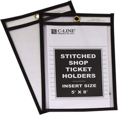 C-LINE - 25 Piece Clear Stitched Shop Ticket Holder - 8" High x 5" Wide - USA Tool & Supply