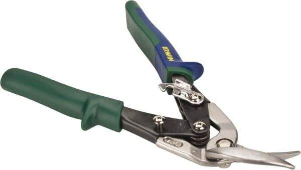 Irwin - 1-3/16" Length of Cut, Right Pattern Offset Aviation Snip - 9-1/2" OAL, ProTouch Handle, 18 AWG Steel Capacity - USA Tool & Supply