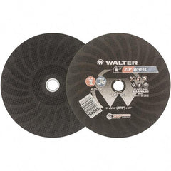 WALTER Surface Technologies - 9" 30 Grit Aluminum Oxide Cutoff Wheel - 5/64" Thick, 7/8" Arbor, 6,800 Max RPM, Use with Angle Grinders - USA Tool & Supply