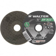 WALTER Surface Technologies - 4-1/2" 60 Grit Aluminum Oxide Cutoff Wheel - 3/64" Thick, 7/8" Arbor, 13,300 Max RPM, Use with Angle Grinders - USA Tool & Supply
