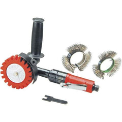 Dynabrade - 4" Wheel Diam, 3,200 RPM, Pneumatic Angle & Disc Grinder - 1/4-20 Spindle, 28 CFM, Rear Exhaust - USA Tool & Supply