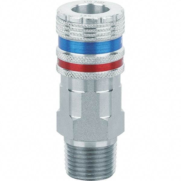 Dynabrade - 1/2 Male NPT Pneumatic Hose Coupler - Steel/Brass, 1/2" Body Diam - USA Tool & Supply