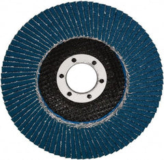 3M - 40 Grit, 4-1/2" Disc Diam, 5/8-11 Center Hole, Type 27 Zirconia Alumina Flap Disc - 13,300 Max RPM, Cloth Backing, Arbor Attaching System, Coated - USA Tool & Supply