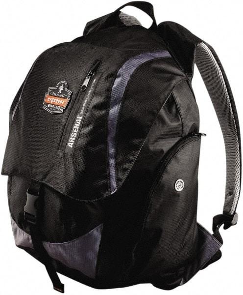 Ergodyne - 4 Pocket, 3600 Cubic Inch, Polyester Back Pack - 15 Inch Wide x 12 Inch Deep x 20 Inch High, Black, Model No. 5143 - USA Tool & Supply