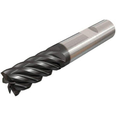 Iscar - 8mm, 20mm LOC, 8mm Shank Diam, 63mm OAL, 6 Flute, Solid Carbide Square End Mill - Single End, TiAlN Finish, Spiral Flute, 45° Helix, Right Hand Cut, Right Hand Flute - USA Tool & Supply