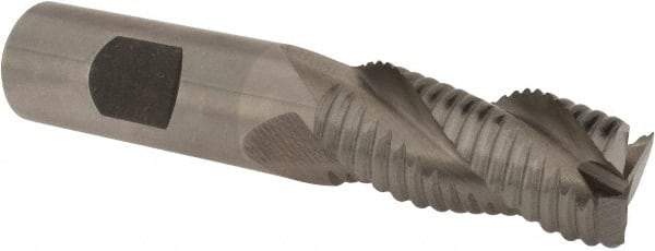 Interstate - 3/4" Diam, Coarse Pitch, 1-5/8" LOC, 3 Flute Cobalt Roughing Square End Mill - Uncoated, 3-7/8" OAL, 3/4" Shank Diam, Single End, Centercutting - USA Tool & Supply